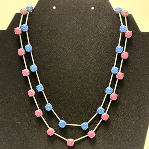 Pink and Blue Frosted Crystal Necklaces